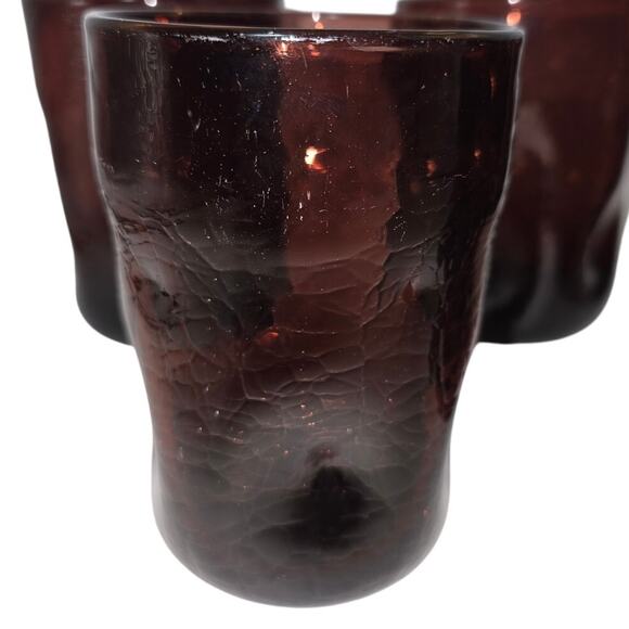 6 Blenko Amethyst C418 Pinched Crackle Dimple Tumbler Drinking Glasses 4.5”‎ - Picture 9 of 12
